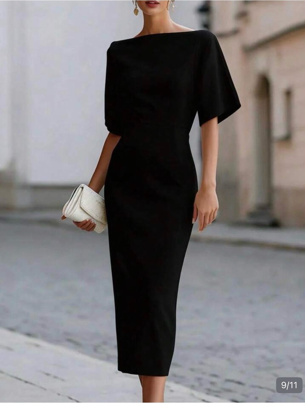 SHEIN Black Midi Sheath Dress